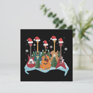 Funny Retro Guitar Christmas Tree Holiday Xmas Card