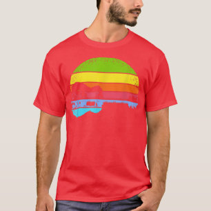 Funny Retro Guitar Lake Sunset Guitarist Music Lov T-Shirt