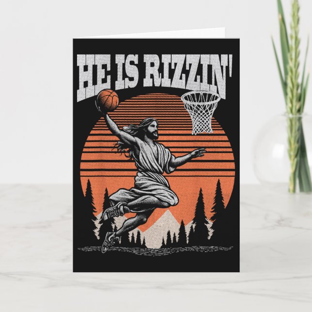 Funny Retro He Is Rizzin Christian Easter Playing  Card (Front)