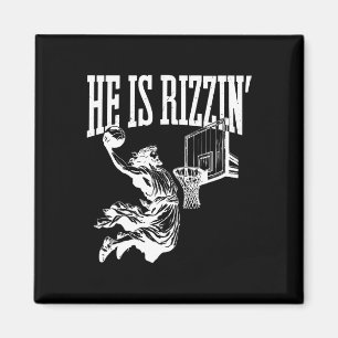 Funny Retro He Is Rizzin Christian Easter Playing  Magnet
