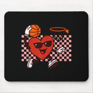 Funny Retro Heart Graphic Basketball Player Kids V Mouse Mat