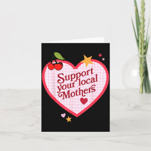 Funny Retro Heart Preppy Cherry Suprt Local Card