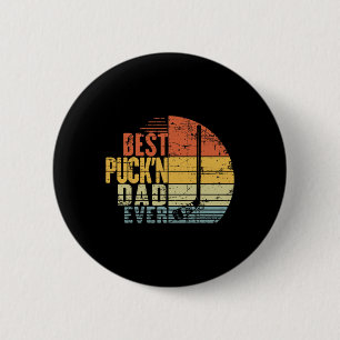 Funny Retro Hockey Dad - Best Puck'n Dad Ever Fath 6 Cm Round Badge