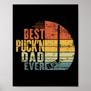 Funny Retro Hockey Dad - Best Puck'n Dad Ever Fath Poster