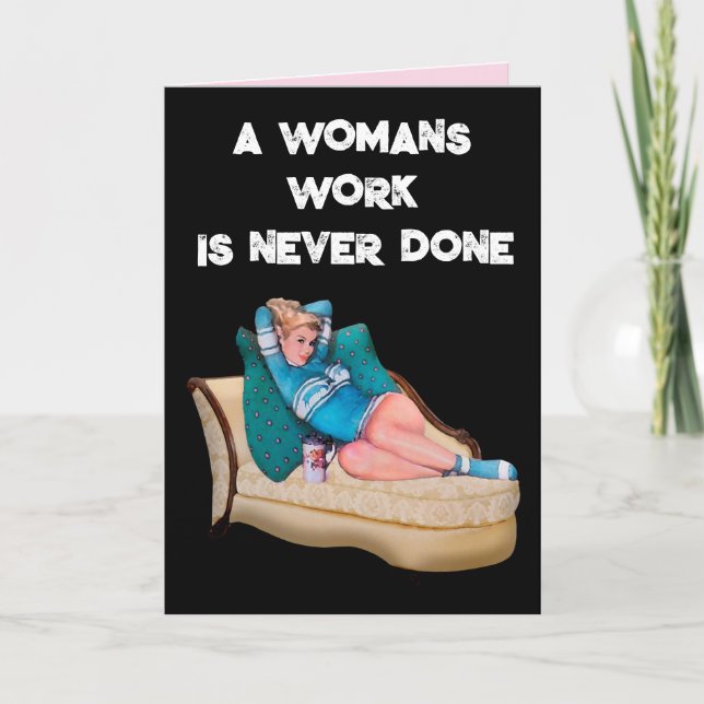 FUNNY RETRO HOUSEWIFE BIRTHDAY FRIEND CARD (Front)