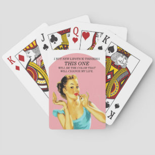 Funny Retro Housewife Lipstick Playing Cards