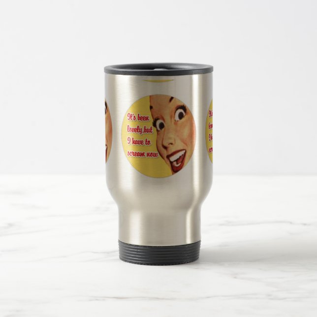 Funny Retro Housewife SCREAM Stainless Travel Mug (Center)