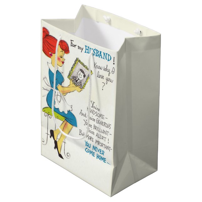 Funny retro Husband love  Medium Gift Bag (Front Angled)