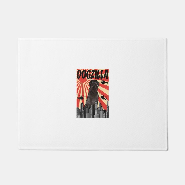 Funny Retro Japanese Dogzilla Bouvier des Flandres Doormat (Front)