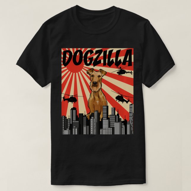 Funny Retro Japanese Dogzilla Irish Terrier Pullov T-Shirt (Design Front)