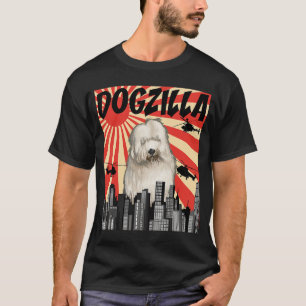 Funny Retro Japanese Dogzilla Old English Sheepdog T-Shirt