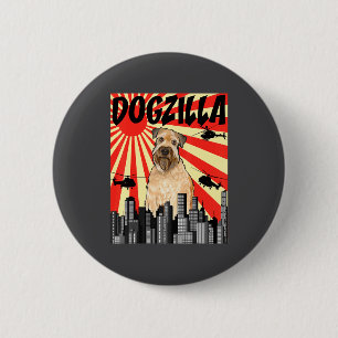 Funny Retro Japanese Dogzilla Soft Coated Wheaten  6 Cm Round Badge