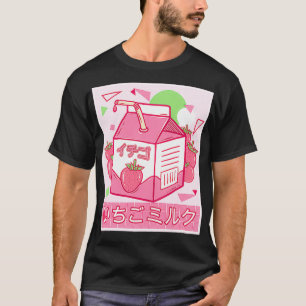 Funny retro Japanese kawaii strawberry milk shake T-Shirt