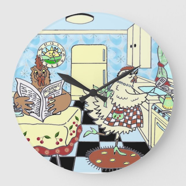 Funny retro kitchen wall clock (Front)