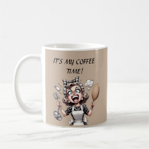 Funny retro lady customisable coffee mug