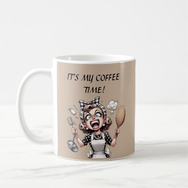Funny retro lady customisable coffee mug (Left)