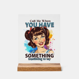 Funny retro lady word art acrylic sign