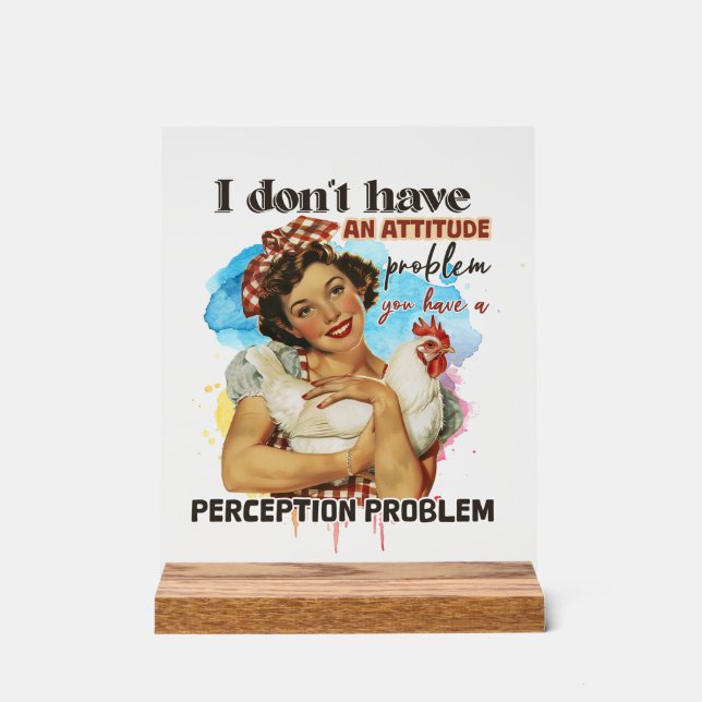 Funny retro lady word art  acrylic sign (Front)