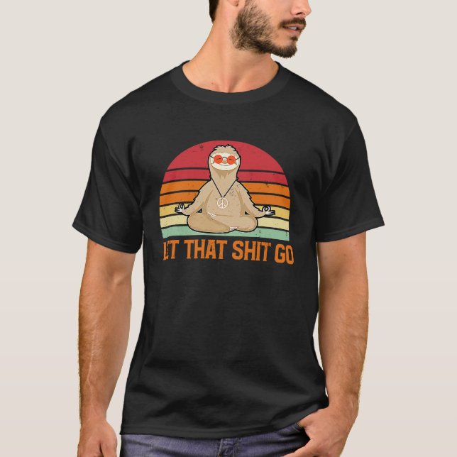 Funny Retro Meditating Sloth in Lotus Yoga Pose T T-Shirt (Front)