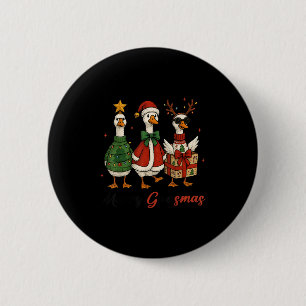 Funny Retro Merry Goosemas Christmas Silly Goose X 6 Cm Round Badge