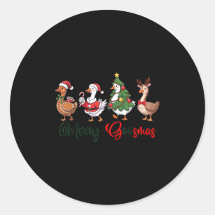 Funny Retro Merry Goosemas Christmas Silly Goose X Classic Round Sticker