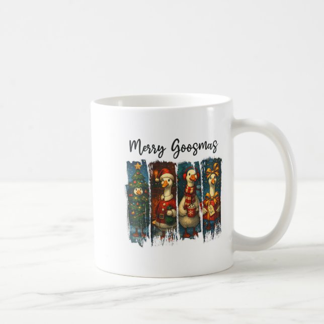 Funny Retro Merry Goosemas Christmas Silly Goose X Coffee Mug (Right)