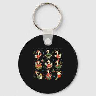 Funny Retro Merry Goosemas Christmas Silly Goose X Key Ring