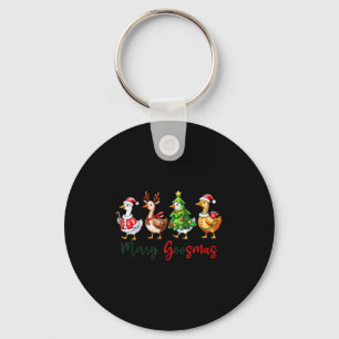 Funny Retro Merry Goosemas Christmas Silly Goose X Key Ring