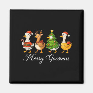 Funny Retro Merry Goosemas Christmas Silly Goose X Magnet
