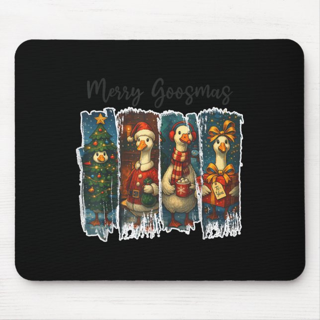 Funny Retro Merry Goosemas Christmas Silly Goose X Mouse Mat (Front)