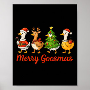Funny Retro Merry Goosemas Christmas Silly Goose X Poster