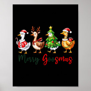 Funny Retro Merry Goosemas Christmas Silly Goose X Poster