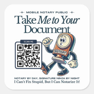Funny Retro Mobile Notary Public Marketing Square Sticker