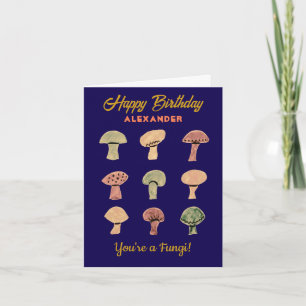 Funny Retro Mushroom Pun Cute Fungi Birthday Card