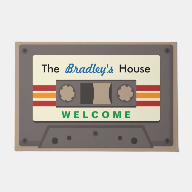 Funny Retro Music Cassette Mixtape Custom Home Doormat (Front)