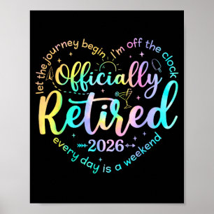 Funny Retro Officially Retired Heart Retirement Poster
