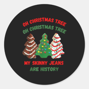 Funny Retro Oh Christmas Tree My Skinny Jeans Are  Classic Round Sticker