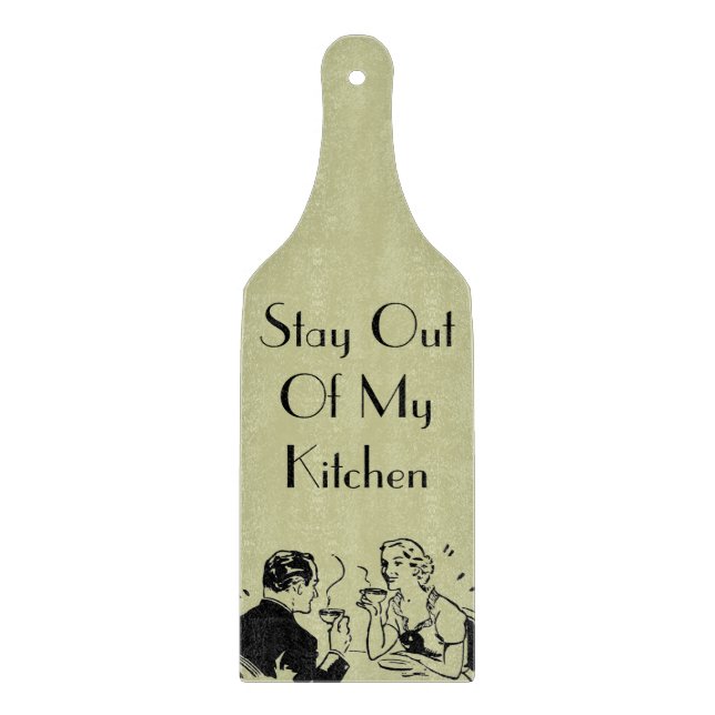 Funny Retro PADDLE Glass Decor Cutting Board (Front)