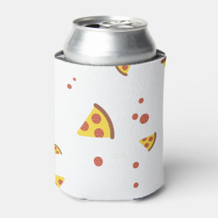 Funny Retro Pepperoni Pizza Minimalist Pattern Can Cooler
