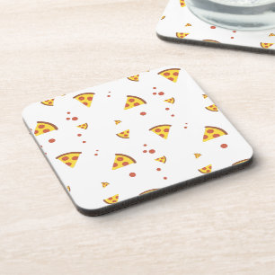 Funny Retro Pepperoni Pizza Minimalist Pattern Coaster