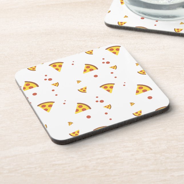 Funny Retro Pepperoni Pizza Minimalist Pattern Coaster (Left Side)