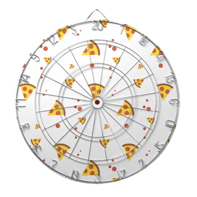 Funny Retro Pepperoni Pizza Minimalist Pattern Dartboard (Front)