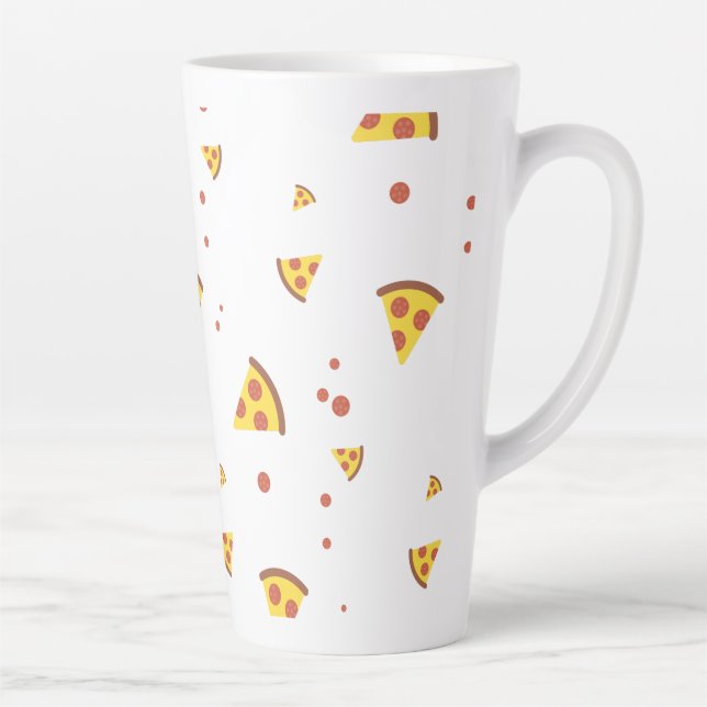 Funny Retro Pepperoni Pizza Minimalist Pattern Latte Mug (Right)