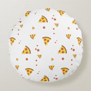Funny Retro Pepperoni Pizza Minimalist Pattern Round Cushion