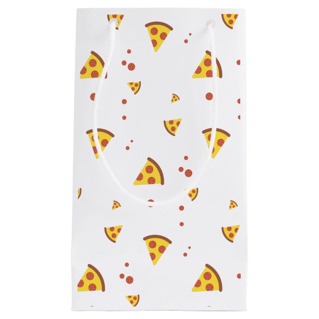 Funny Retro Pepperoni Pizza Minimalist Pattern Small Gift Bag (Front)