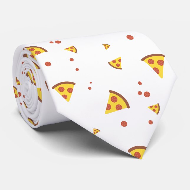 Funny Retro Pepperoni Pizza Minimalist Pattern Tie (Rolled)