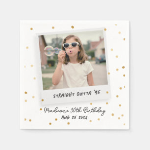 Funny Retro Photo 30th Thirty Birthday Gold Napkin