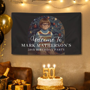 Funny Retro Photo 50th Birthday Welcome Banner