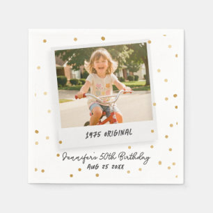 Funny Retro Photo 50th Fifty Birthday Gold Napkin
