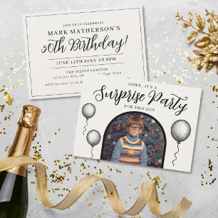 Funny Retro Photo Surprise Adult Birthday Party Invitation